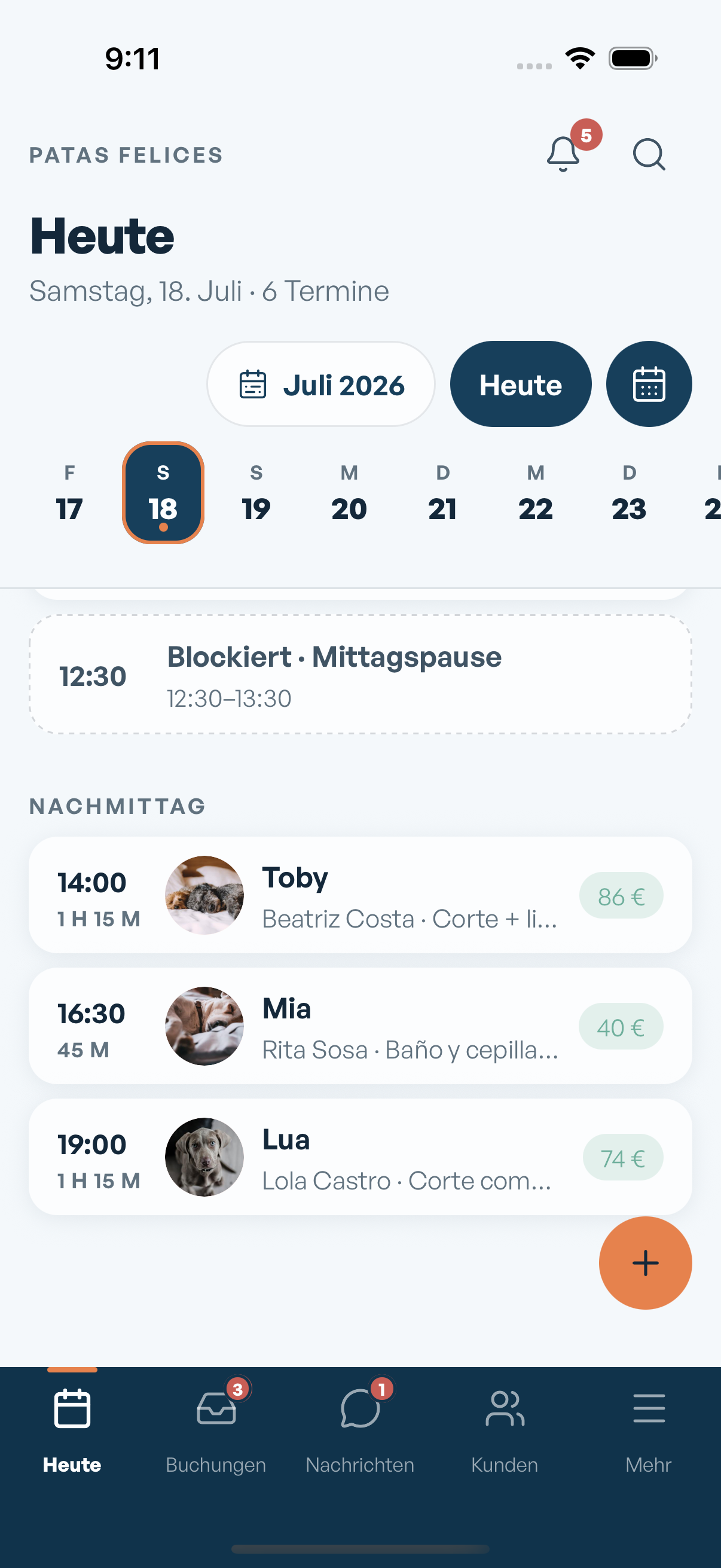 Heutiger Kalender in der Mimos-App