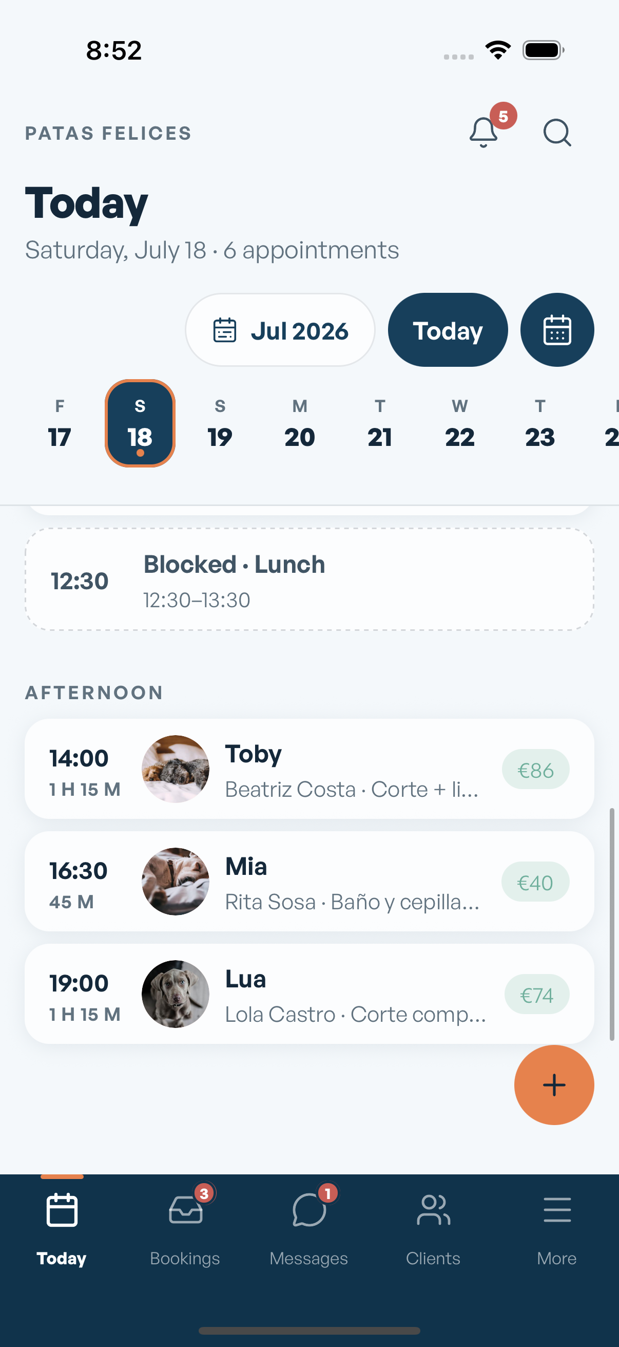Today's schedule in the Mimos mobile app