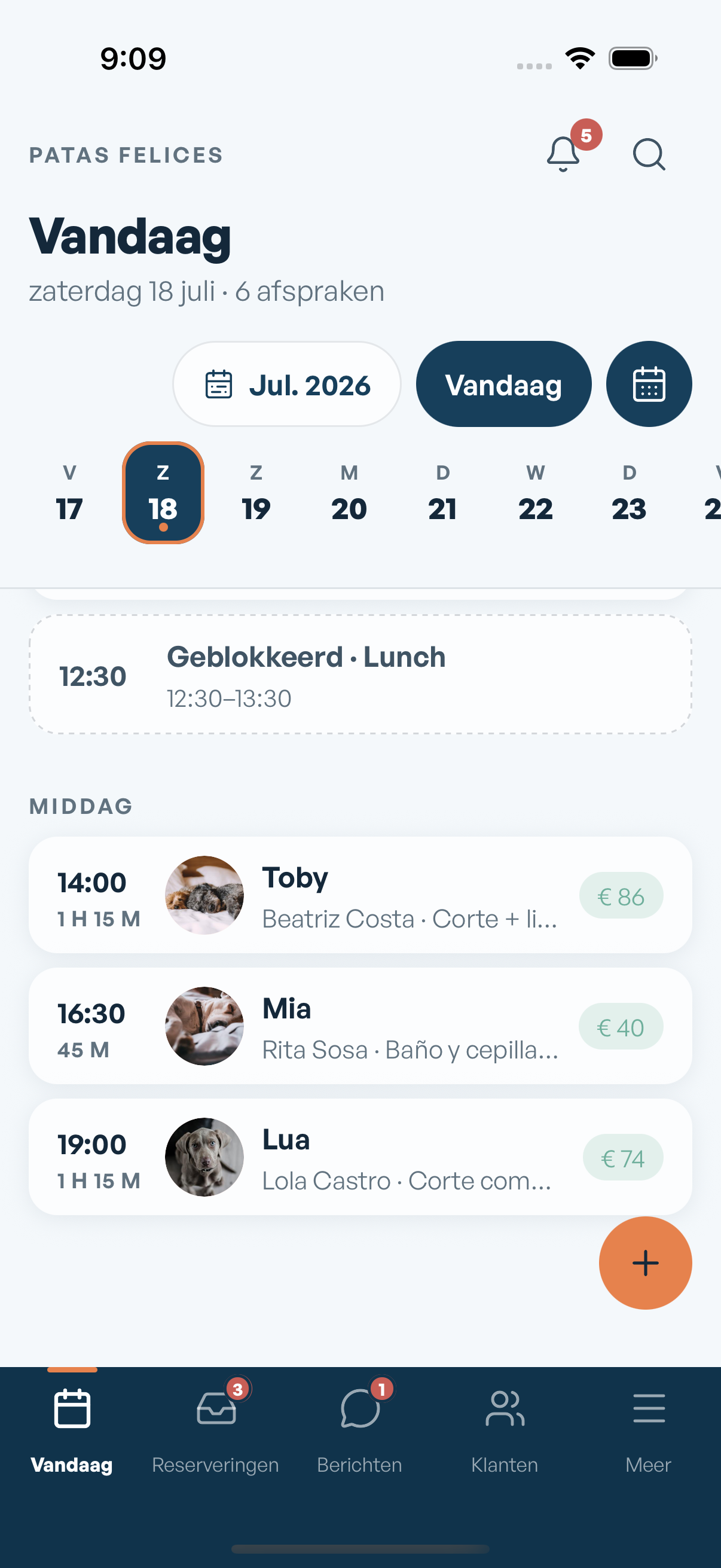 Planning van vandaag in de mobiele Mimos-app