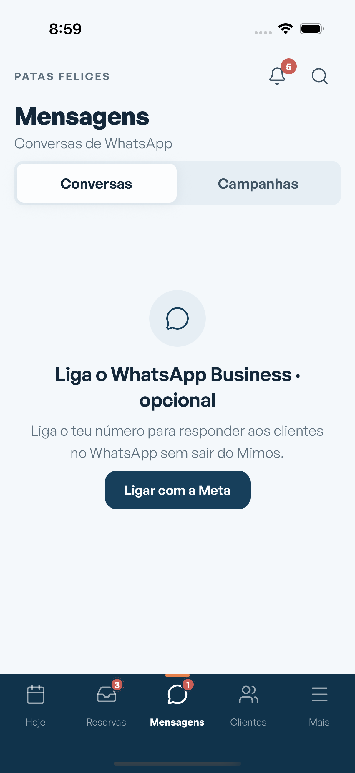 Mensagens de WhatsApp no Mimos